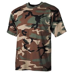 Bavlnené tričko klasického štýlu US army MFH® s krátkym rukávom - woodland (Farba: US woodland, Veľkosť: L)