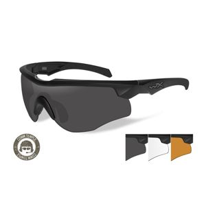 Strelecké okuliare Wiley X® Rogue, úzke stranice - čierny rámček, súprava - číre, dymovo sivé a oranžové Light Rust šošovky (Farba: Čierna, Šošovky: Č