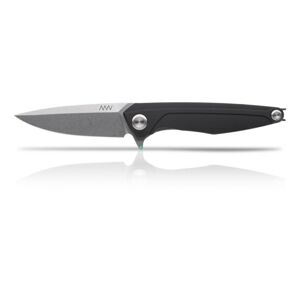 Zatvárací nôž ANV® Z300 Dural Liner Lock - Čierna rukoväť, sivá čepeľ - Stone Wash (Farba: Čierna, Varianta: Sivá čepeľ - Stone Wash)