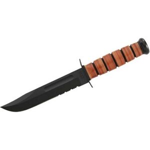 Nôž s pevnou čepeľou USMC The Legend KA-BAR®, kombinované ostrie – Čierna čepeľ, Hnedá (Farba: Hnedá, Varianta: Čierna čepeľ)