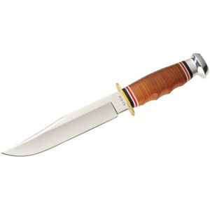 Nôž s pevnou čepeľou Bowie KA-BAR® – Strieborná čepeľ - Satin, Hnedá (Farba: Hnedá, Varianta: Strieborná čepeľ - Satin)