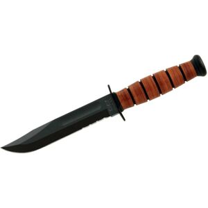 Nôž s pevnou čepeľou Short Fighting KA-BAR®, kombinované ostrie – Čierna čepeľ, Hnedá (Farba: Hnedá, Varianta: Čierna čepeľ)