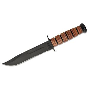 Nôž s pevnou čepeľou USMC Fighting KA-BAR®, kombinované ostrie – Čierna čepeľ, Hnedá (Farba: Hnedá, Varianta: Čierna čepeľ)
