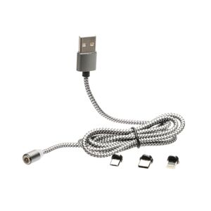 Magnetický USB kábel 3v1 Powertac® (Farba: Strieborná)