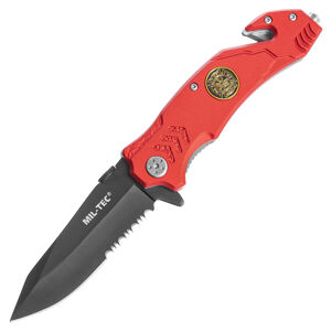 Zatvárací nôž Fire Brigade Mil-Tec® – Čierna čepeľ, Červená (Farba: Červená, Varianta: Čierna čepeľ)