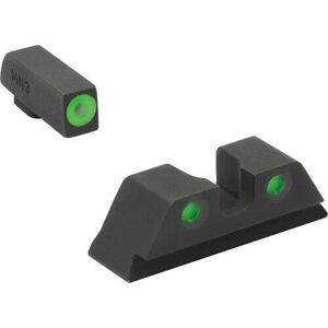 Tríciové mieridlá Hyper-Bright™ Pištoľ Set Meprolight® / zelená muška, zelené plexi (Farba: Čierna, Model zbrane: STD FRAMES GLOCK 9mm/.40 S&W/.35